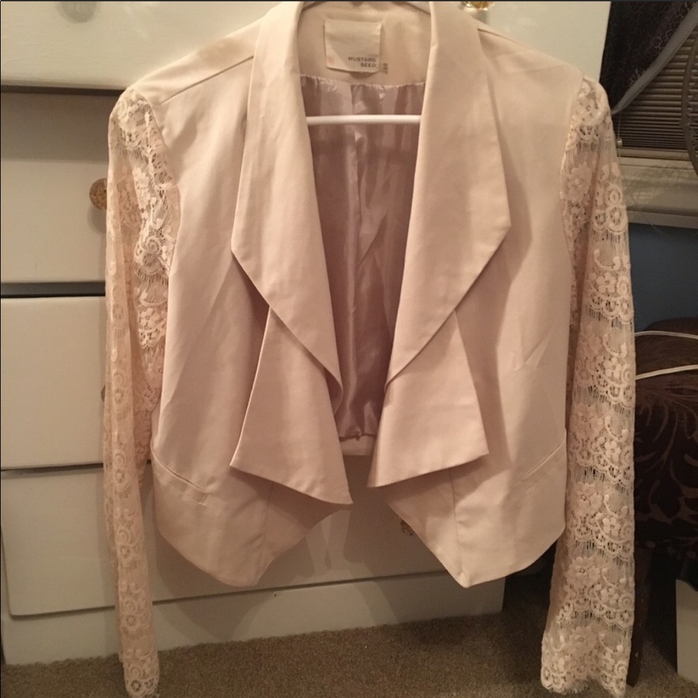Cream Lace Waterfall Blazer